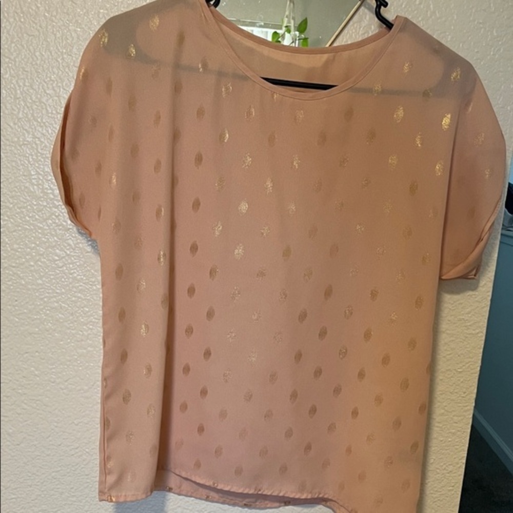 SHEIN Blush Pink Blouse with Gold‎ Dots